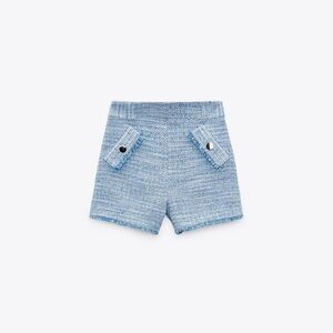 Zara frayed textured high waisted shorts